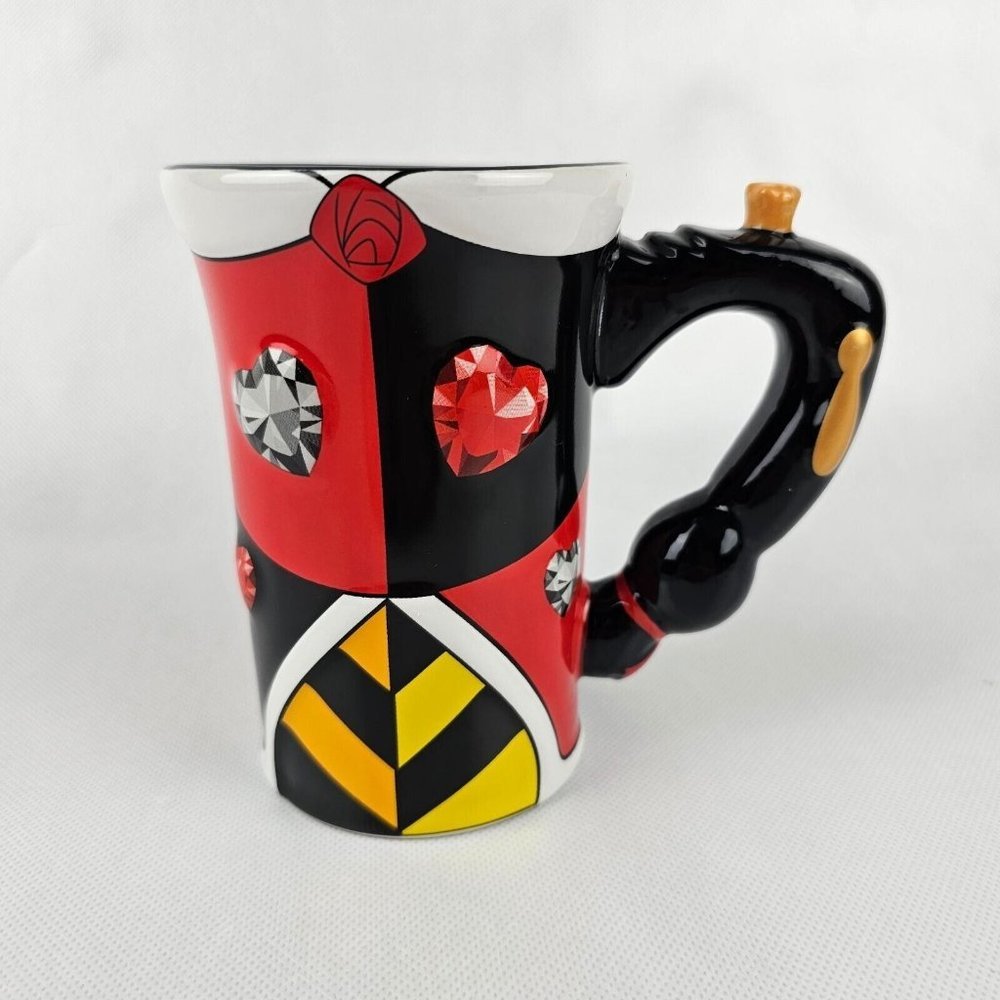 Disney Parks Alice in Wonderland Queen of Hearts Coffee Tea Cup Mug 3D Gems